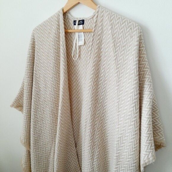 CHAPS by Ralph Lauren Scarf Wrap Poncho Blanket Boho Coastal Resort Wear Sz: OS - Picture 4 of 7